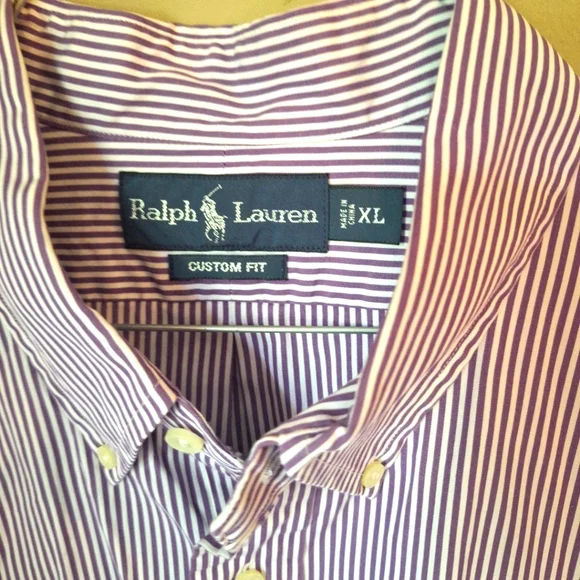 Blue Label Ralph Lauren Office Button Down Shirt in Purple and White XL - Picture 12 of 16